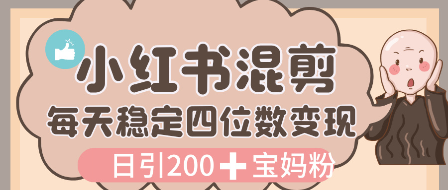 价值 3980 的小红书混剪， 虚拟变现，日引 200+宝妈创业粉，每天稳定四位数变现-玖儿的学习笔记