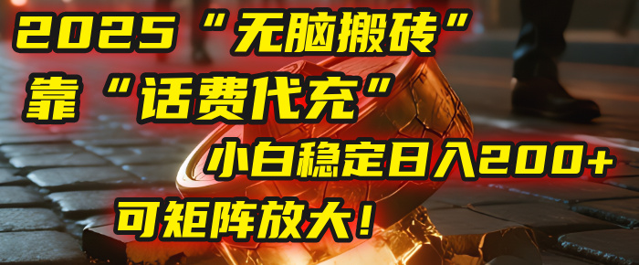 无脑搬砖项目：靠“话费代充”，小白稳定日入200+，可矩阵放大！-玖儿的学习笔记