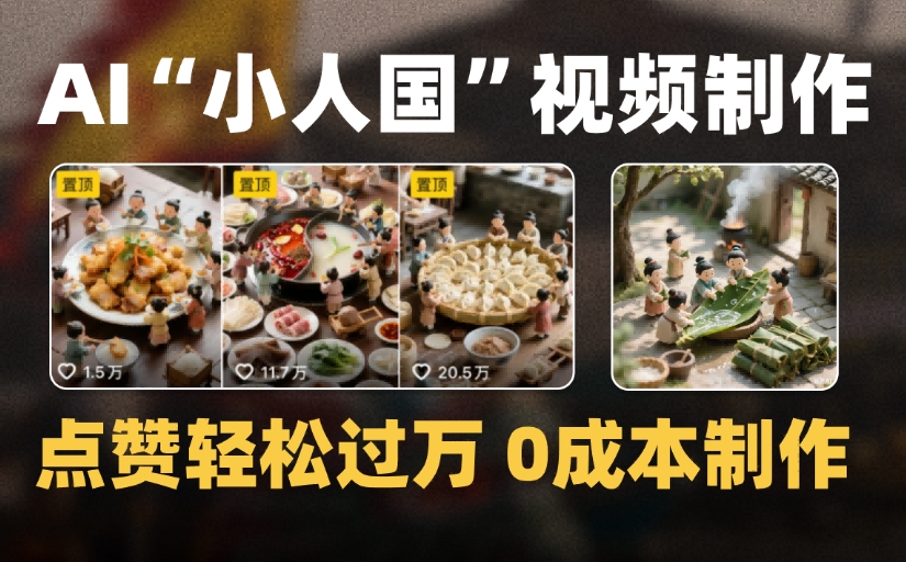 爆款1000W+微缩景观迷你小人国AI视频，0成本制作全流程教学-玖儿的学习笔记
