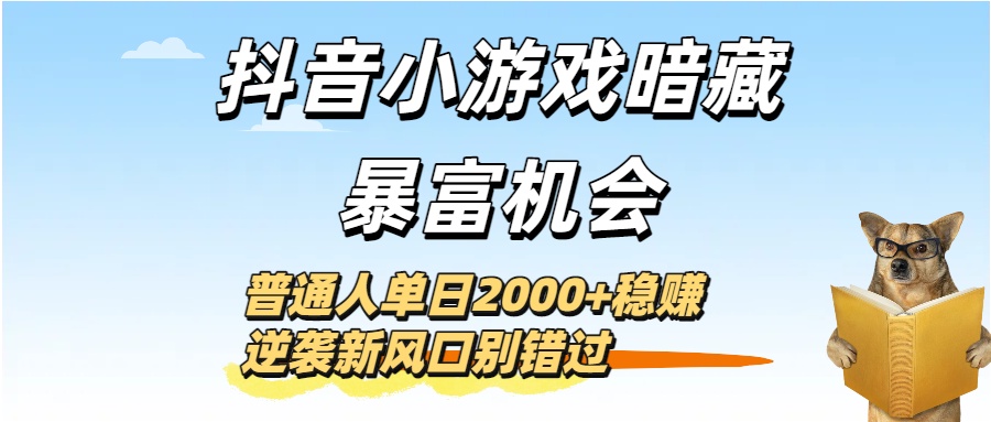 抖音小游戏暗藏暴富机会！普通人单日2000+稳赚，逆袭新风口别错过-玖儿的学习笔记