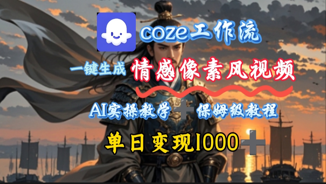 用coze工作流一键生成情感像素风视频，几分钟一条，单日变现500+-玖儿的学习笔记