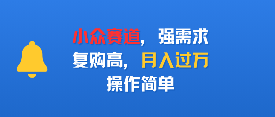 小众赛道，强需求，复购高，月入过万，操作简单-玖儿的学习笔记