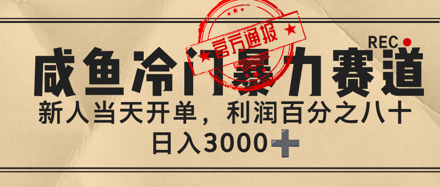 闲鱼，冷门暴力赛道，一单 80%利润，新人轻松日入 3000+-玖儿的学习笔记