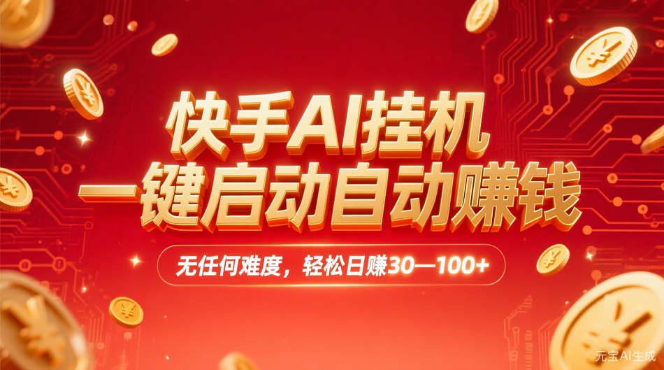 快手AI,一键启动自动赚钱 无任何难度,轻松一天30—100+-玖儿的学习笔记