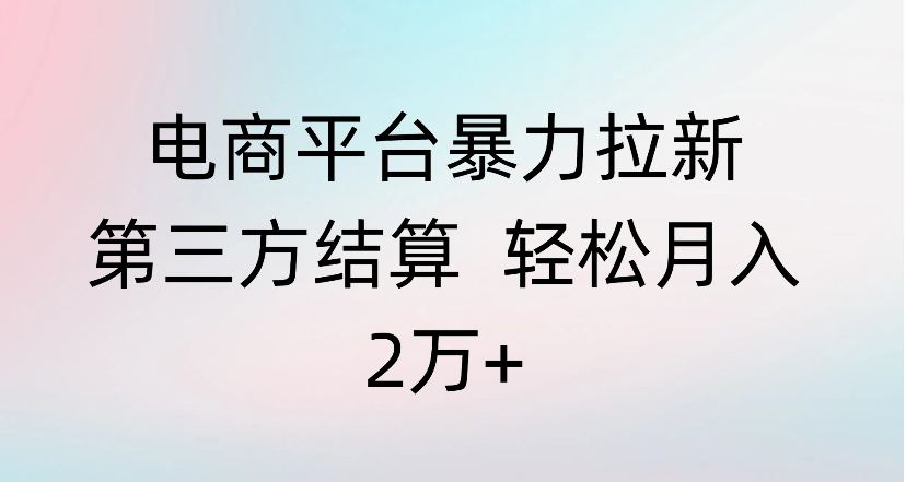 电商平台暴力拉新第三方结算 轻松月入2万+-玖儿的学习笔记