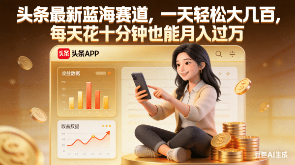 头条最新蓝海赛道，一天轻松大几百，每天花十分钟也能月入过万-玖儿的学习笔记