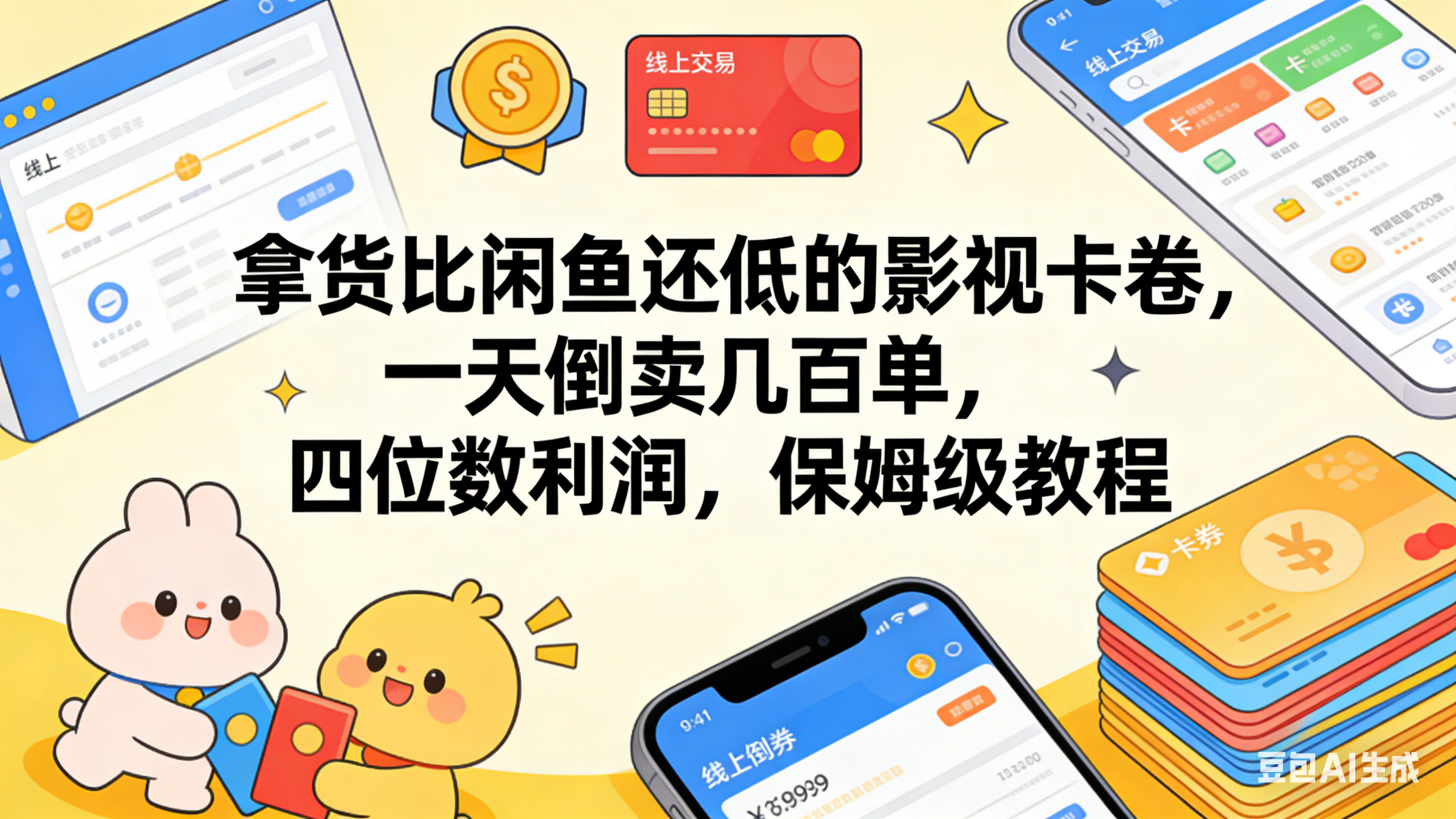 拿货比闲鱼还低的影视卡卷，一天倒卖几百单，四位数利润，保姆级教程-玖儿的学习笔记