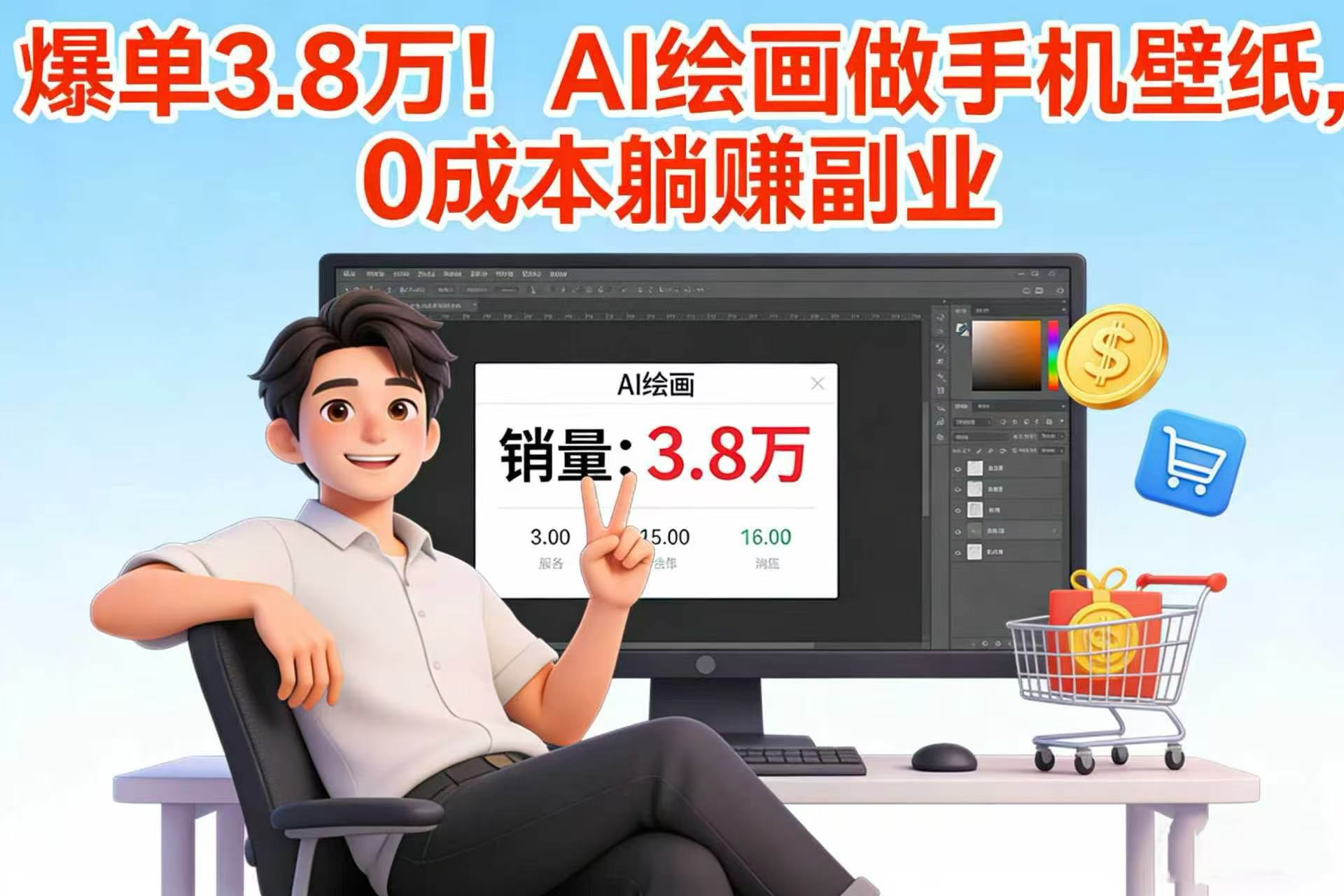 爆单 3.8 万！AI 绘画做手机壁纸，0 成本躺赚副业-玖儿的学习笔记