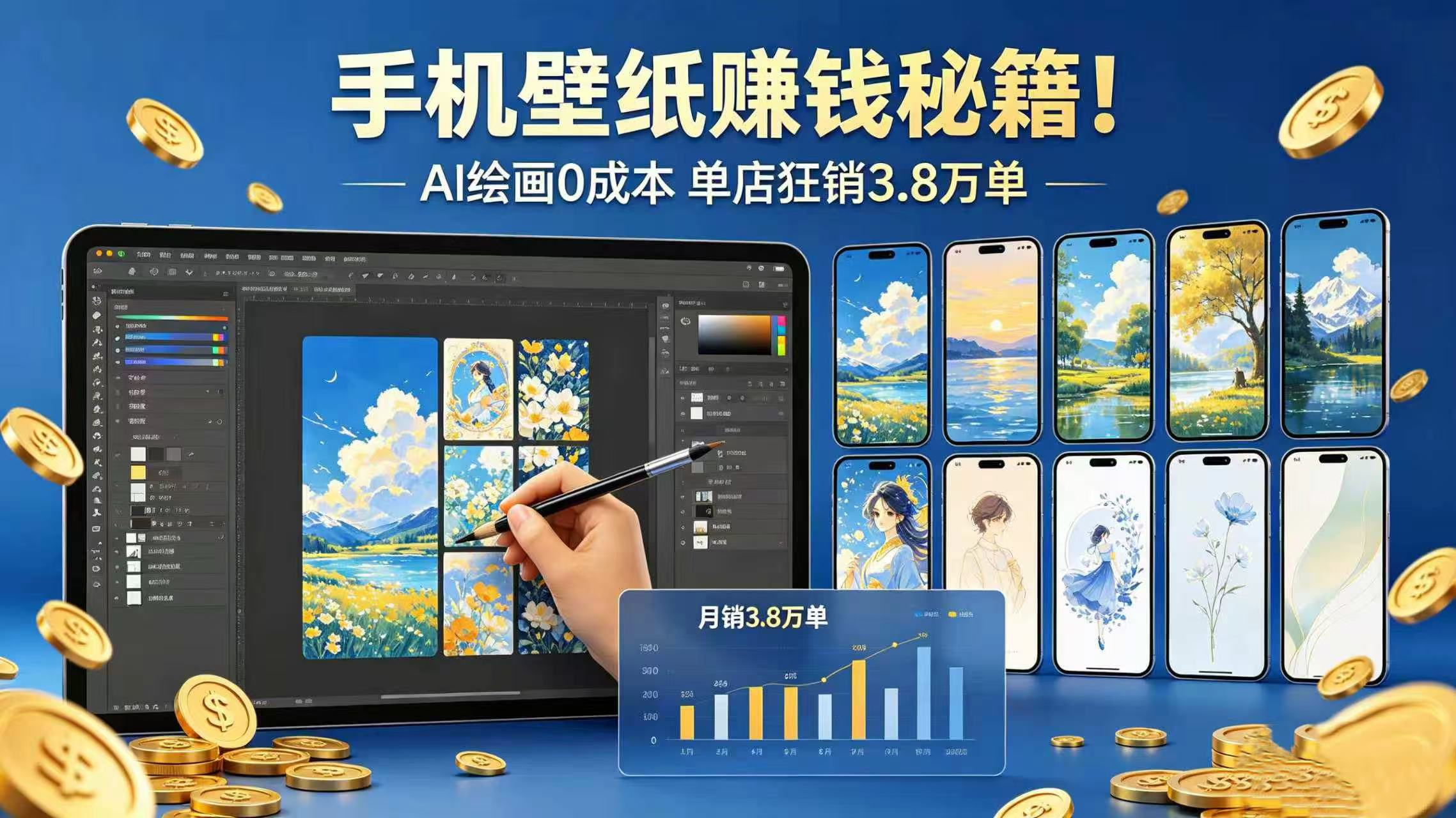 手机壁纸赚钱秘籍！AI 绘画 0 成本 单店狂销 3.8 万单-玖儿的学习笔记