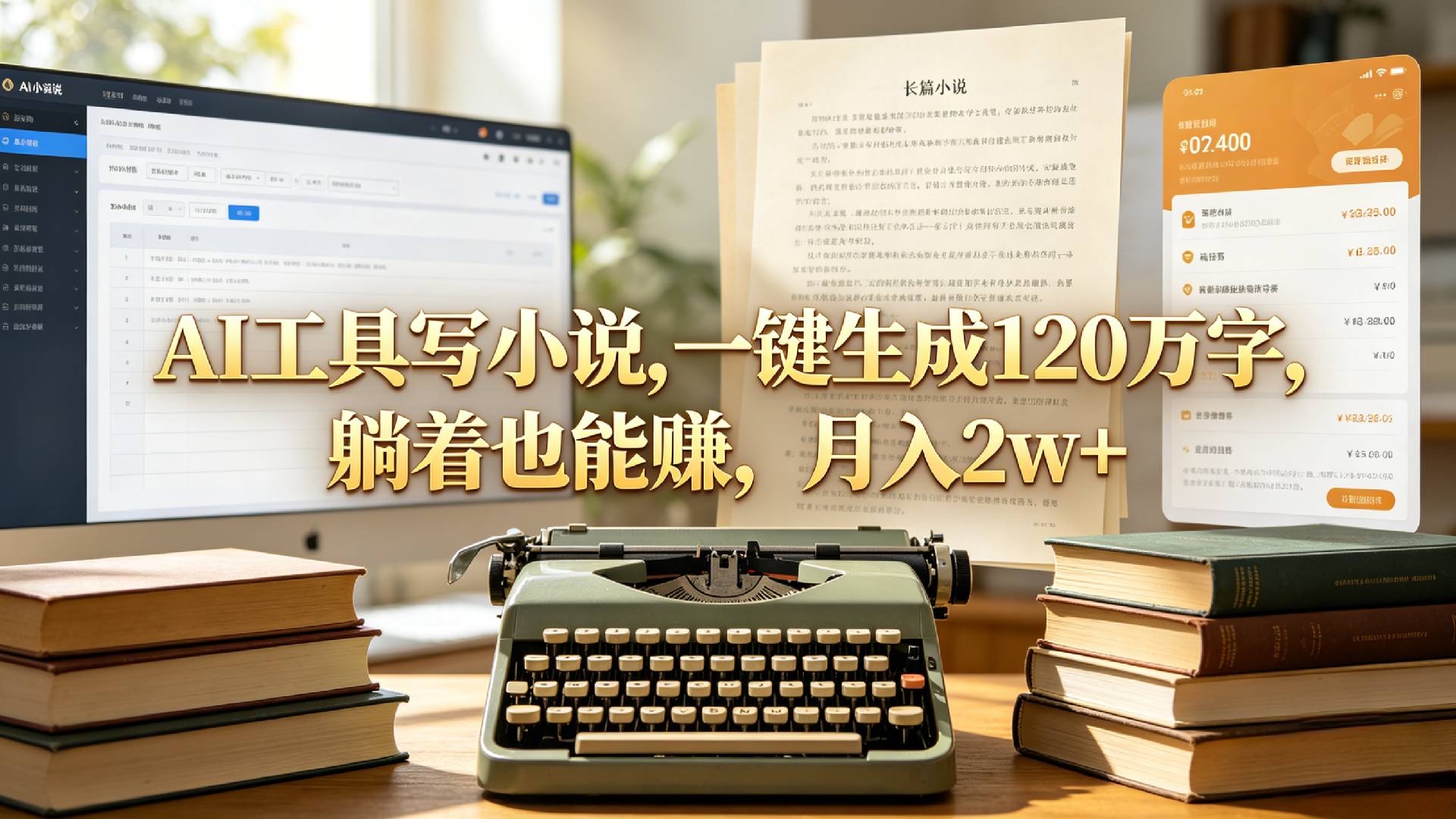 AI工具写小说,一键生成120万字,躺着也能赚,月入2w+!-玖儿的学习笔记