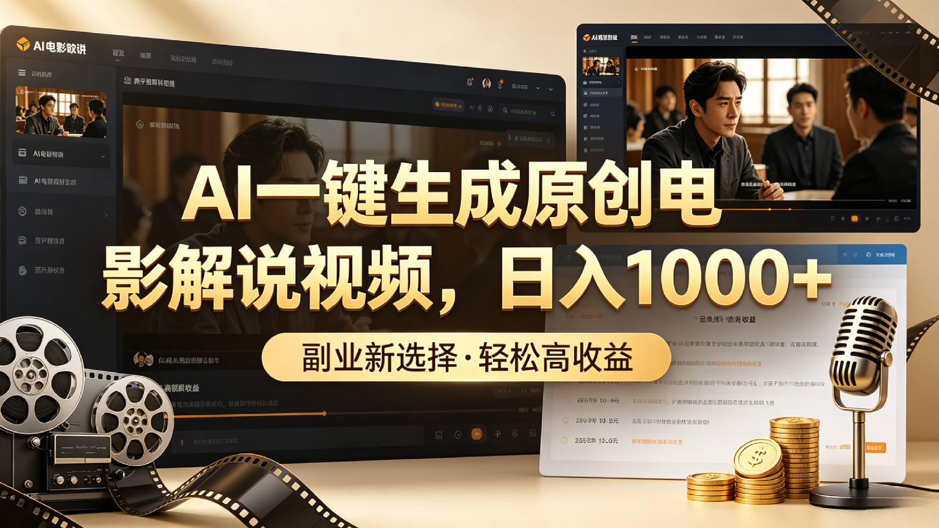 AI一键生成原创电影解说视频,日入1000+!-玖儿的学习笔记
