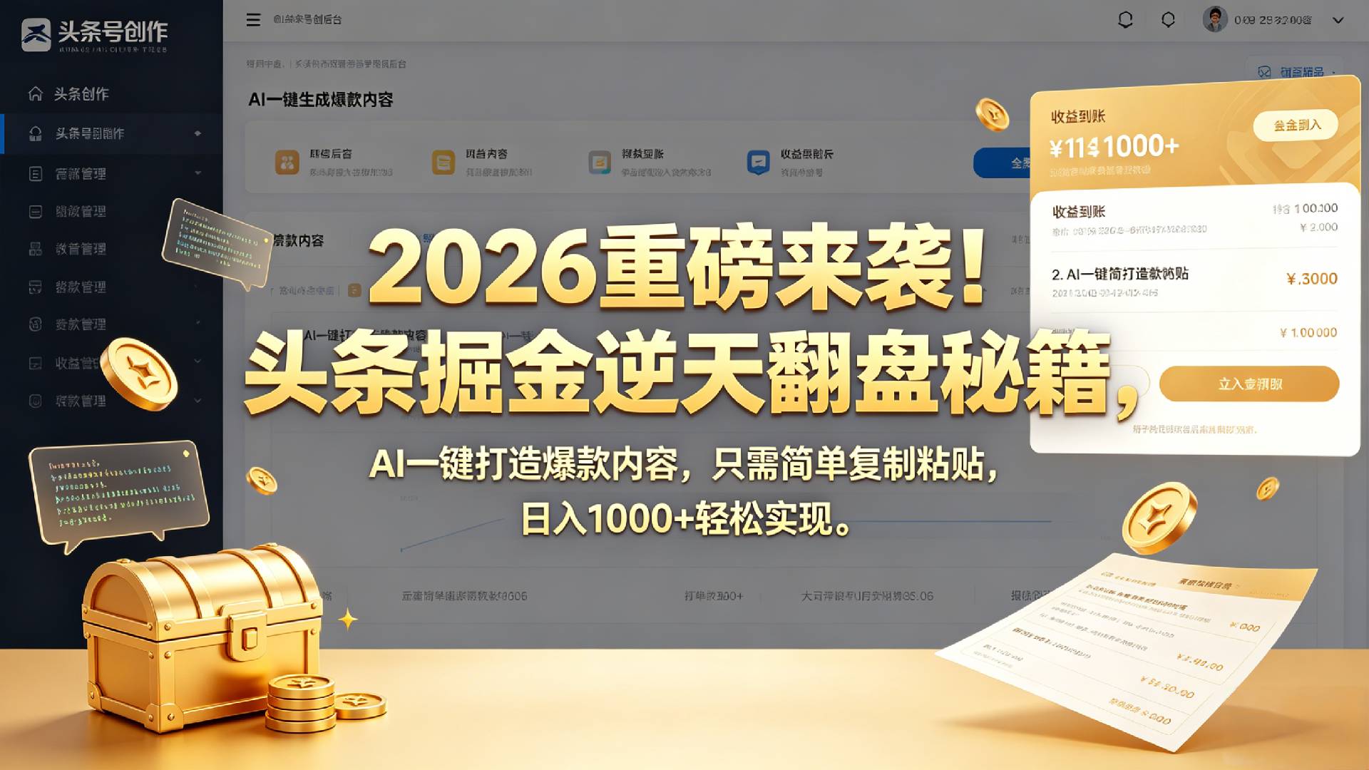 2026 重磅来袭！头条掘金逆天翻盘秘籍，AI 一键打造爆款内容，只需简单复制粘贴，日入 1000 + 轻松实现！-玖儿的学习笔记