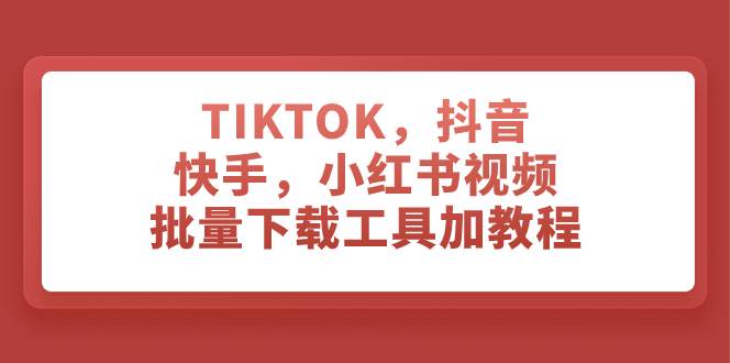 图片[1]-TIKTOK，抖音，快手，小红书视频批量下载工具加教程-玖儿的学习笔记
