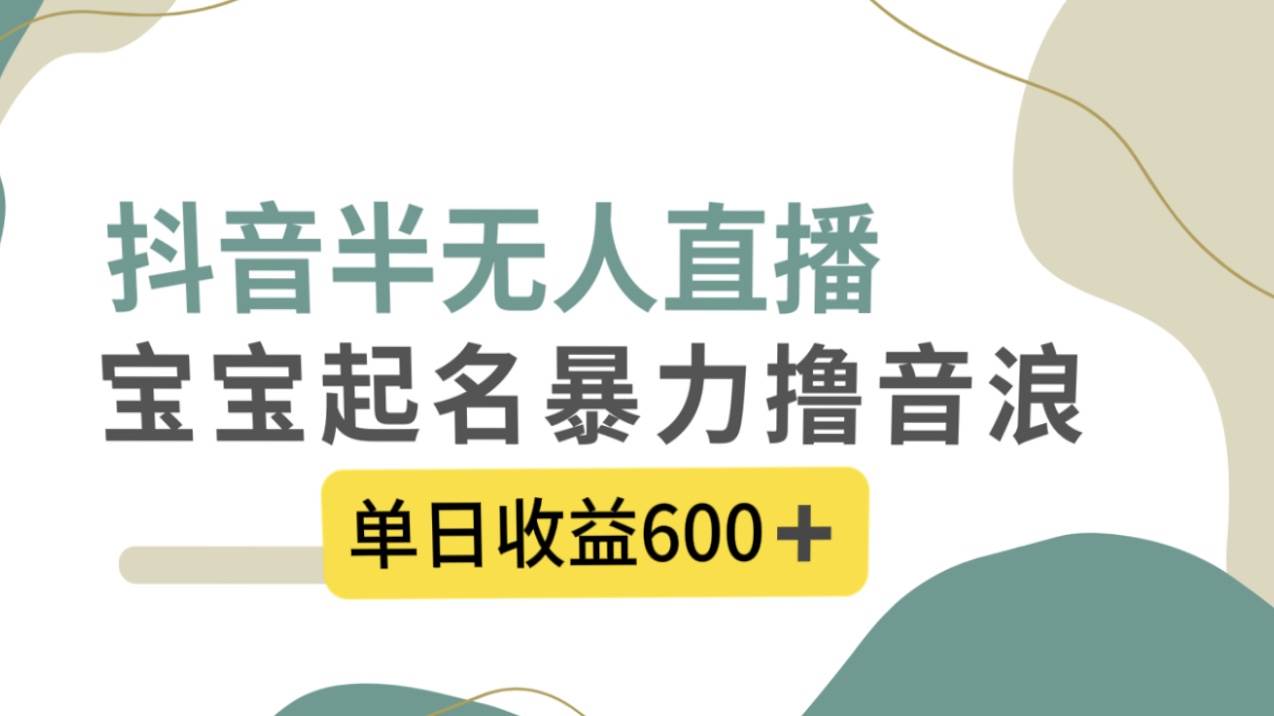 【抖音直播】半无人直播，给宝宝起名，暴力撸音浪，单日收益600，学会一门技能赚钱就像玩游戏一样轻松！-玖儿的学习笔记
