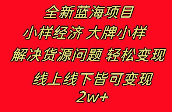 月入2W！小样经济大牌变现项目，线上线下皆可赚钱！-玖儿的学习笔记