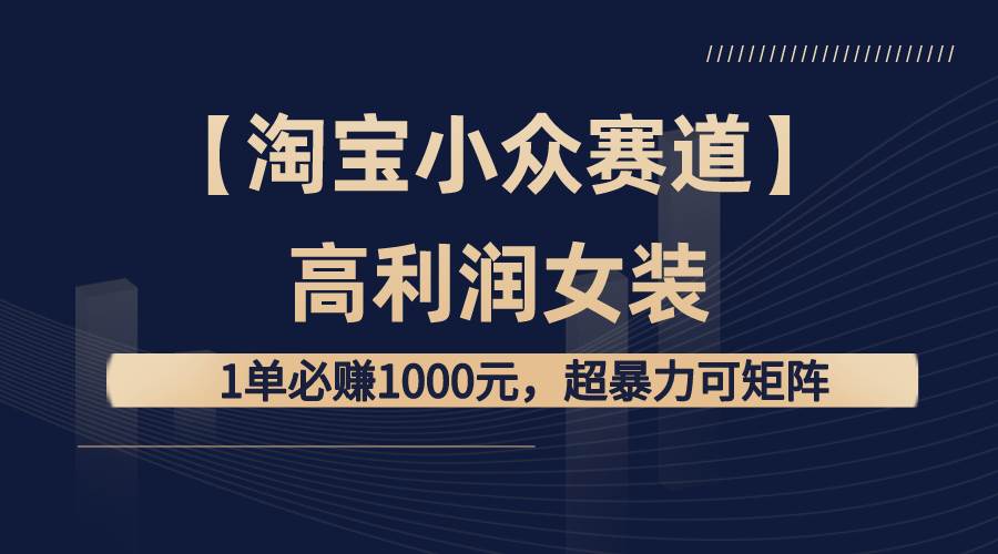 淘宝小众赛道揭秘：高利润女装1单必赚1000元，超暴力可矩阵！-玖儿的学习笔记