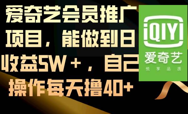 爱奇艺会员推广项目，日收益5W＋，自己操作每天撸40-玖儿的学习笔记