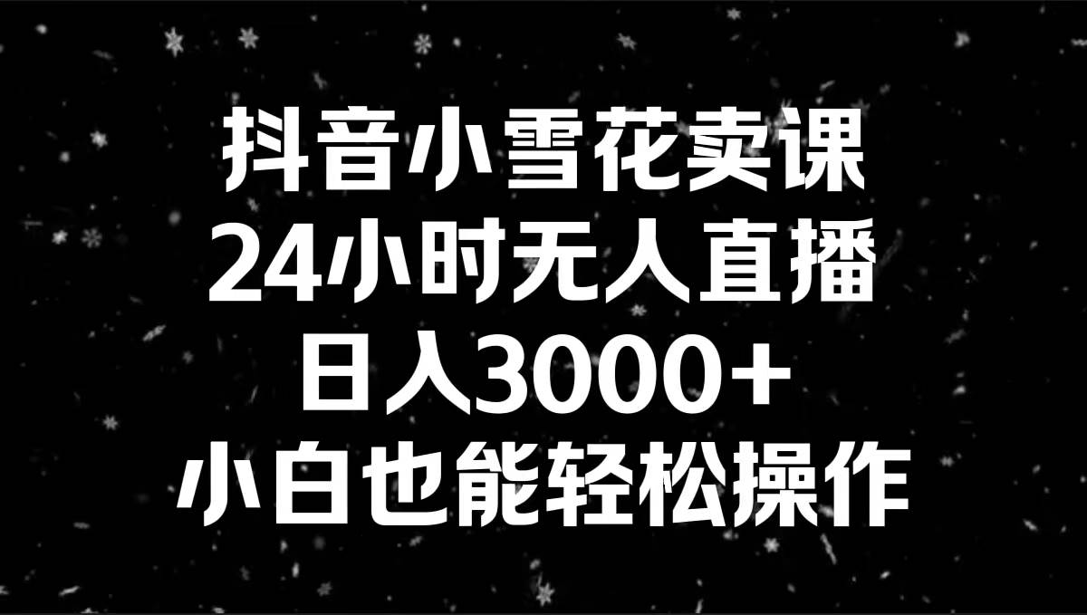 抖音小雪花卖课，24小时无人直播轻松日入3000！小白也能操作，教程详解！-玖儿的学习笔记