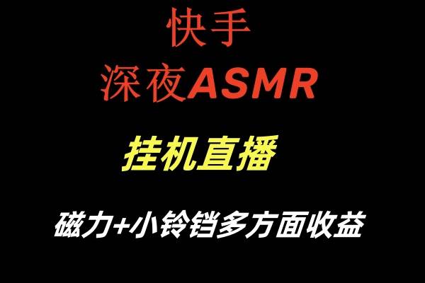 快手深夜ASMR挂机直播磁力，小铃铛多方面收益，免费保姆式教程！-玖儿的学习笔记