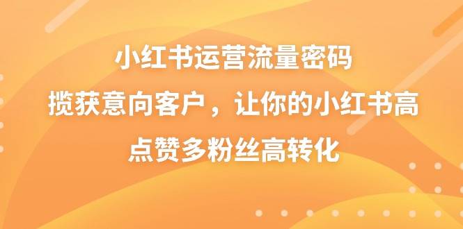 小红书运营流量密码！高点赞多粉丝，揽获意向客户！-玖儿的学习笔记