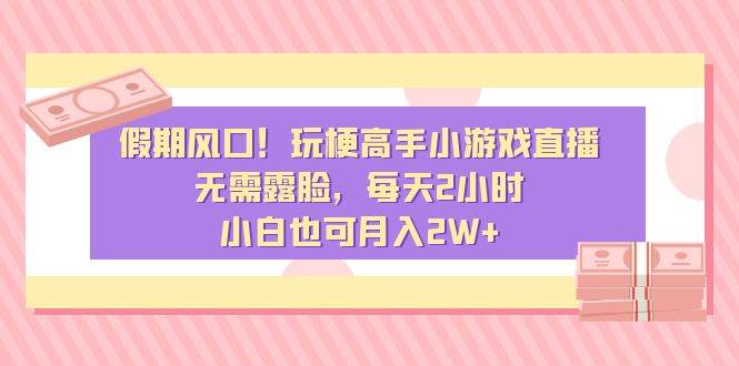 玩梗高手小游戏直播，0露脸，每天2小时，小白月入2W！-玖儿的学习笔记