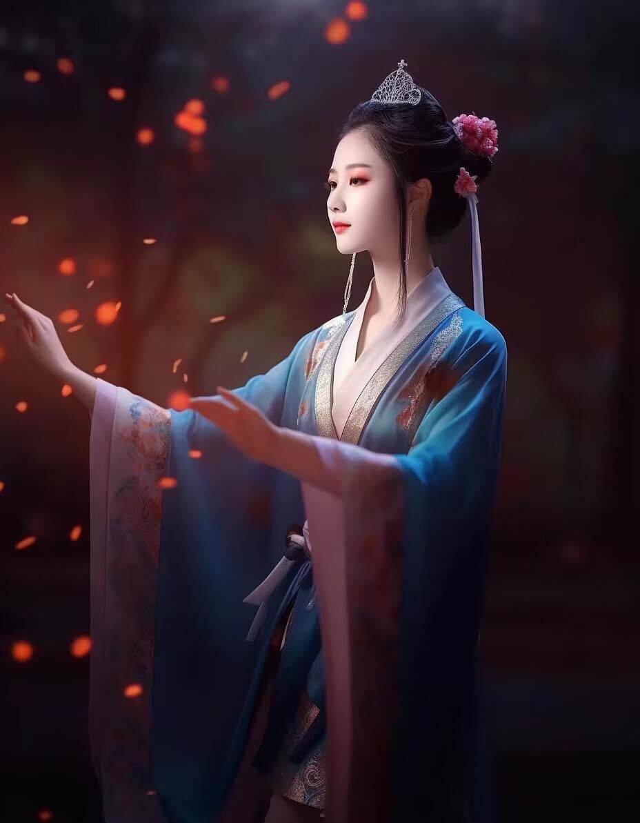 图片[9]-AI生成中国风古装汉服美女人像，Midjourney关键词提示你找到最适合的图片！-玖儿的学习笔记