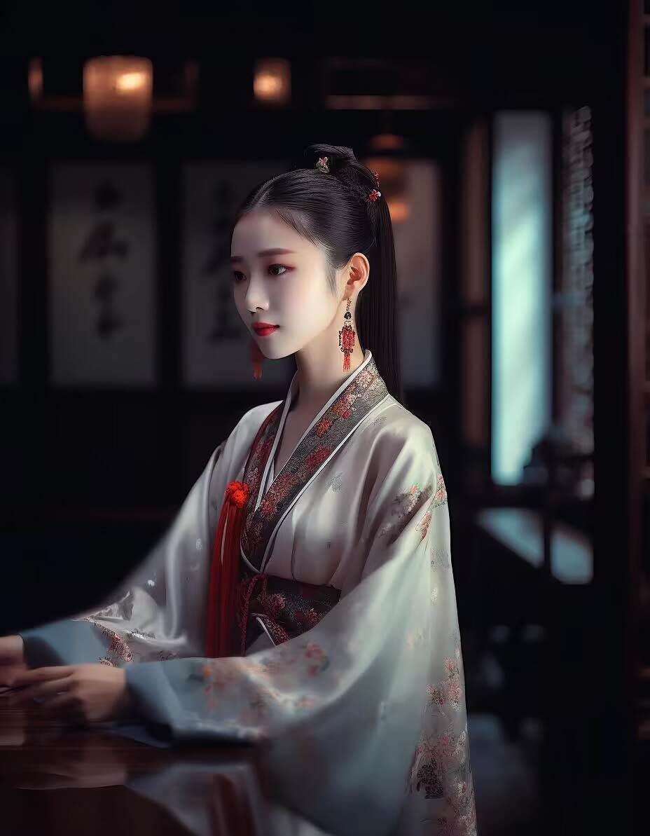 图片[8]-AI生成中国风古装汉服美女人像，Midjourney关键词提示你找到最适合的图片！-玖儿的学习笔记