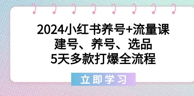 2024小红书养号+流量课：5天多款打爆全流程！建号、养号、选品全解析！-玖儿的学习笔记