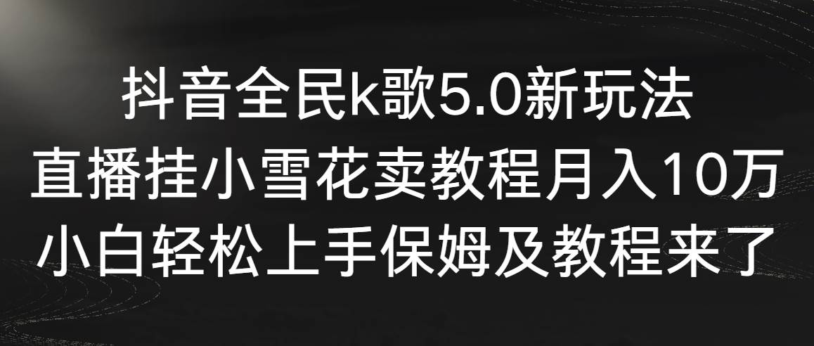 直播挂小雪花，月入10万！抖音全民K歌5.0新玩法揭秘！-玖儿的学习笔记