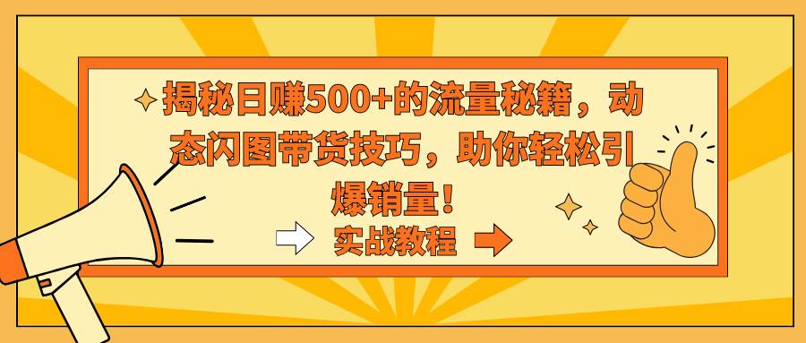 揭秘流量秘籍：日赚500+的动态闪图带货技巧，轻松引爆销量！-玖儿的学习笔记