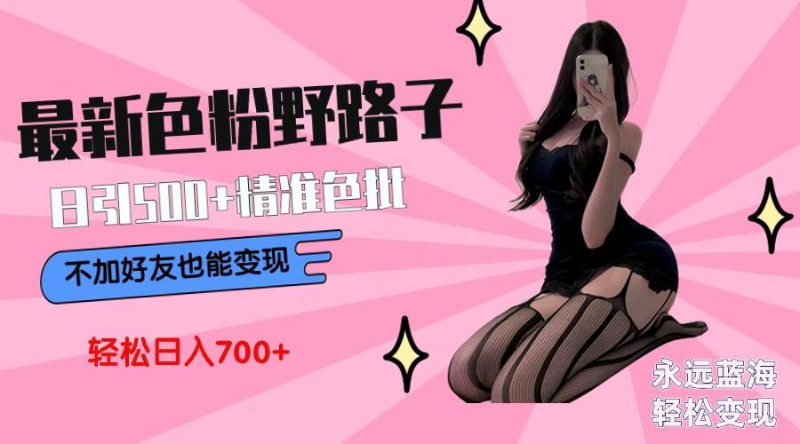 最新色粉变现野路子！日引500+老色批，小白轻松日入700+！-玖儿的学习笔记