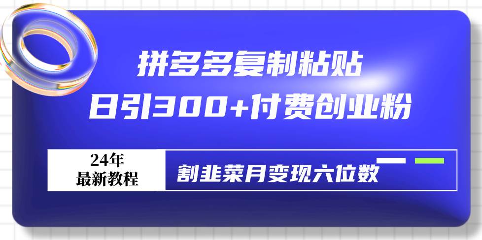 拼多多复制粘贴日引300+付费创业粉，割韭菜月变现六位数最新教程！-玖儿的学习笔记
