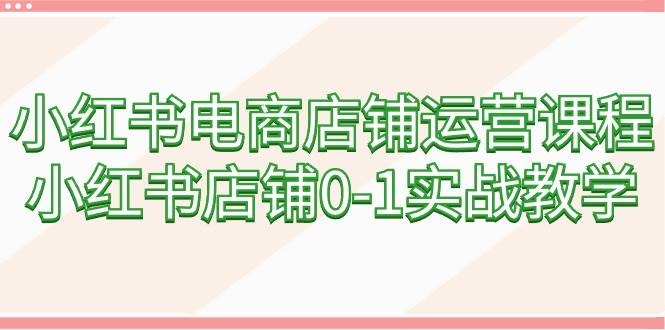 小红书电商店铺运营课程：0-1实战教学，提高GMV，每月更新课程-玖儿的学习笔记