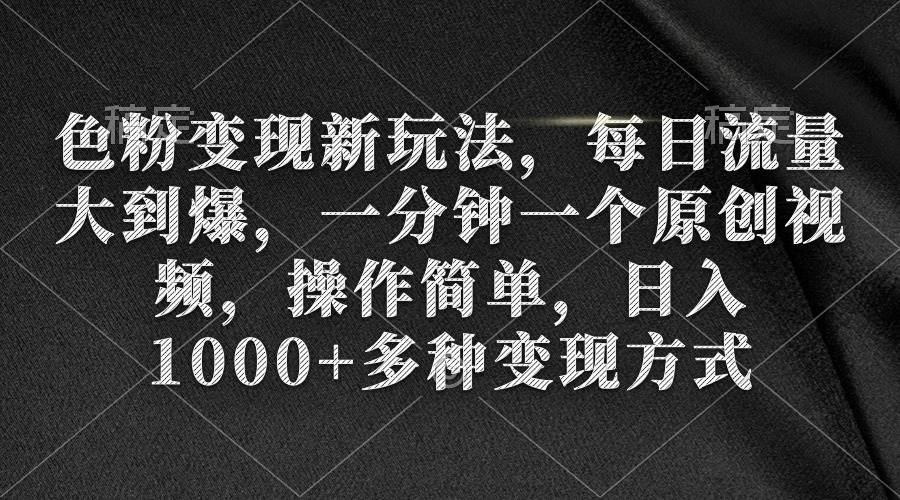 色粉变现新玩法：每日爆流量，一分钟原创视频，操作简单，日入1000+-玖儿的学习笔记