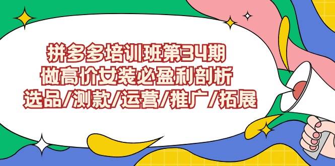 拼多多培训班第34期：做高价女装必盈利剖析，选品/测款/运营/推广/拓展全指南！-玖儿的学习笔记