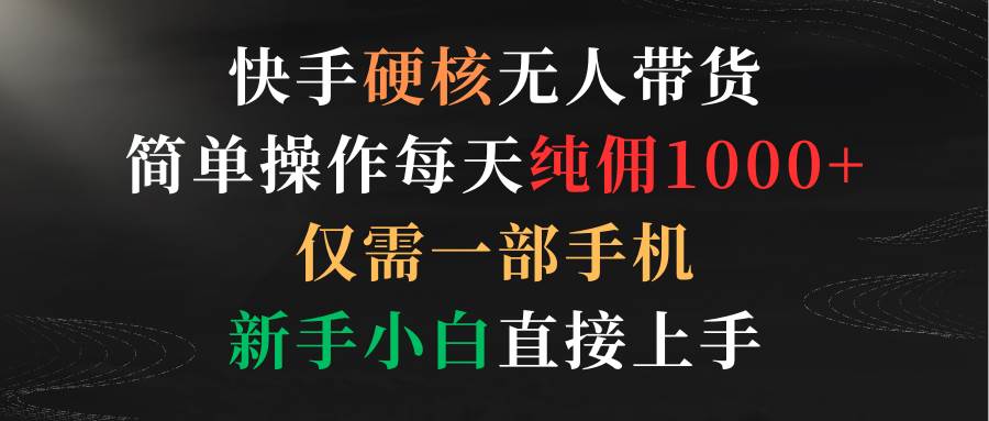 快手硬核无人带货！每天纯佣1000+，新手小白手机上手简单操作！-玖儿的学习笔记