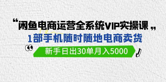 闲鱼电商VIP实战课，1部手机轻松卖货，新手日出30单月入5000！-玖儿的学习笔记
