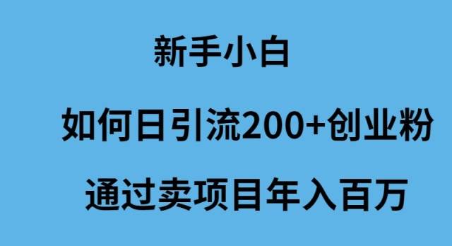 揭秘新手小白的逆袭之路！日引流200+创业粉，年入百万不是梦！-玖儿的学习笔记