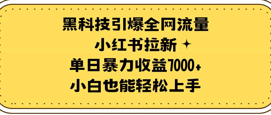 黑科技引爆全网流量！小红书拉新项目单日暴利7000+！小白也能轻松上手！-玖儿的学习笔记