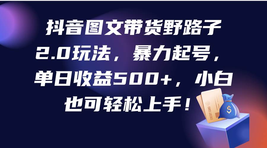 抖音图文带货野路子2.0玩法揭秘！暴力起号，单日收益500+，小白轻松上手！-玖儿的学习笔记
