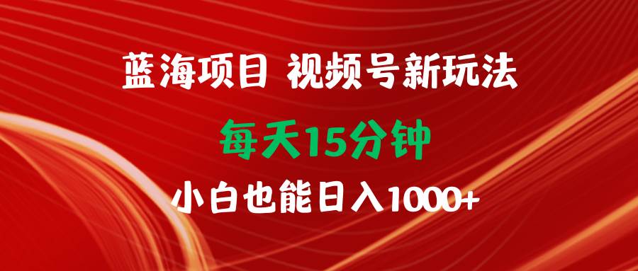 蓝海项目视频号：每日15分钟，小白轻松月入1000+的新玩法揭秘！-玖儿的学习笔记