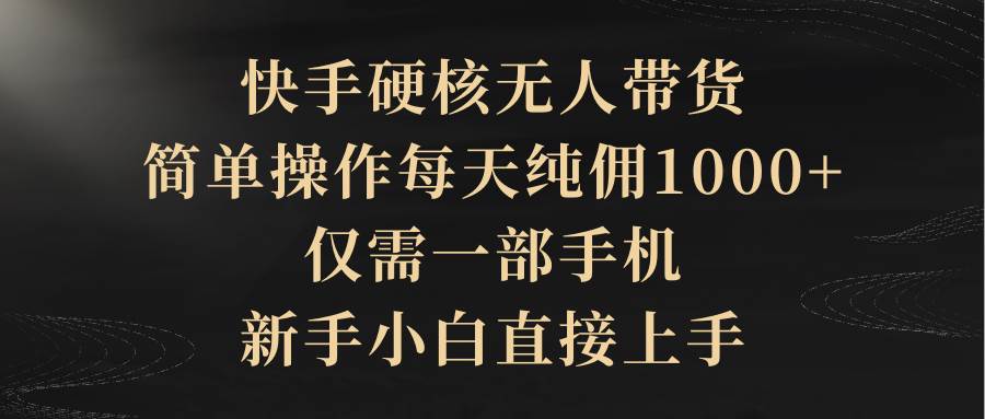 快手无人直播带货，每天纯佣1000+！新手小白无门槛，只需一部手机！-玖儿的学习笔记