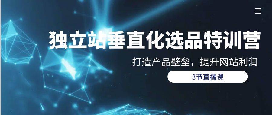 【独立站-垂直化选品训练营】打造产品壁垒，提升利润！3节直播课揭秘！-玖儿的学习笔记