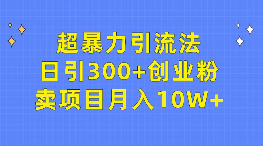 超暴力引流法，卖项目月入10W+！2024年最赚钱的创业项目揭秘-玖儿的学习笔记