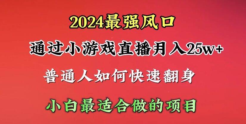2024年最强风口揭秘：小游戏直播打造月入25w+，5000+单日收益的小白必做项目-玖儿的学习笔记