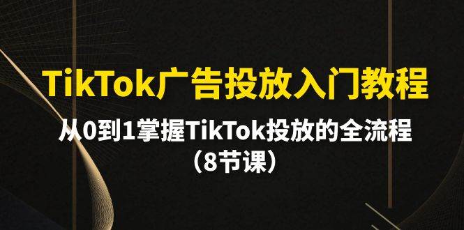 TikTok广告投放全流程掌握！从0到1，8节课教你成为TikTok广告专家！-玖儿的学习笔记
