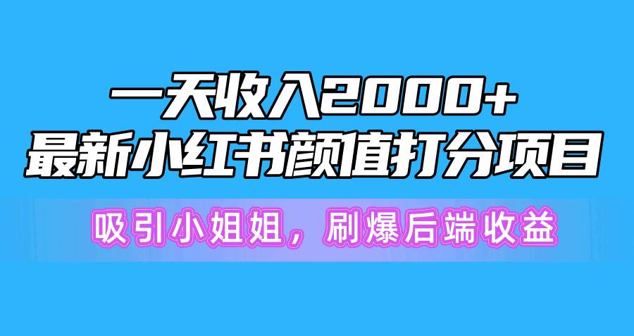 月入万元！小红书颜值打分项目，新手也能轻松赚钱-玖儿的学习笔记