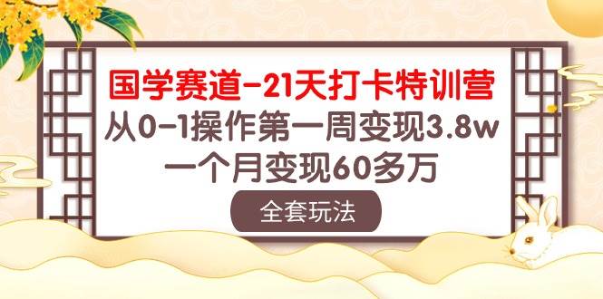 【国学赛道】21天打卡特训营，0-1操作变现60多万！快速切准赛道，高利润产品、爆款文案、区别化运营、头条起流秘法，全方位教你做国学赛道大师！-玖儿的学习笔记