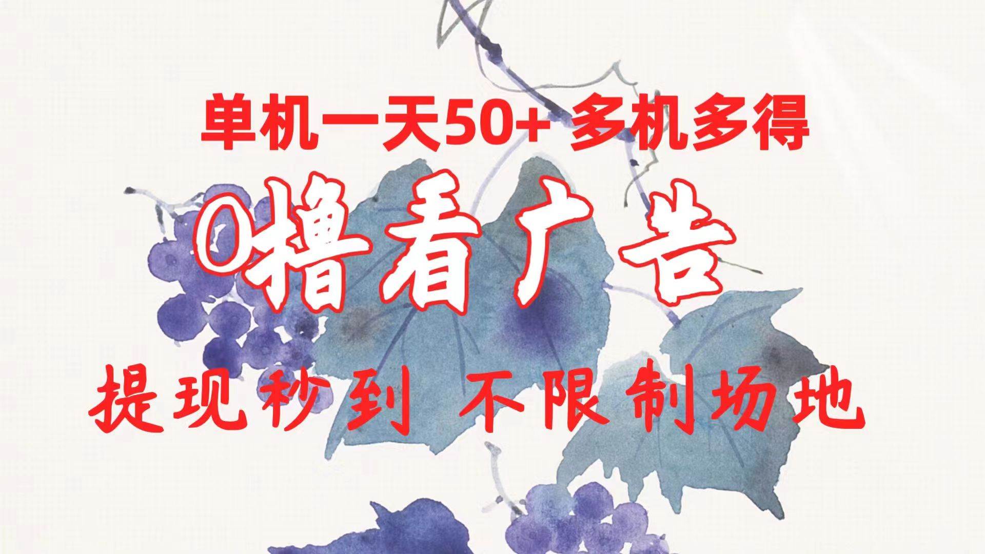 零成本月入50+！0撸看广告，秒提现，多机操作，场地不限！-玖儿的学习笔记