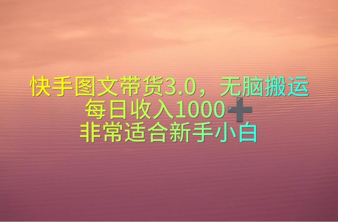 快手图文带货3.0，轻松上手，无需剪辑原创，每日千元收入！-玖儿的学习笔记